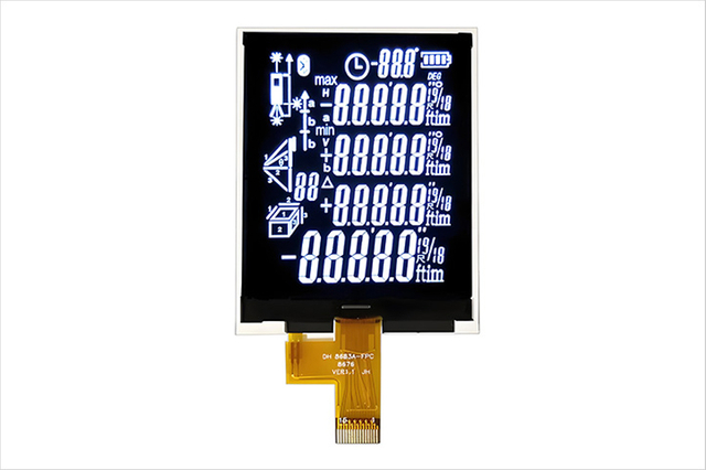 Écran LCD BTN personnalisé à 7 segments pour les applications télémétriques, présentant des affichages numériques clairs et une interface utilisateur.